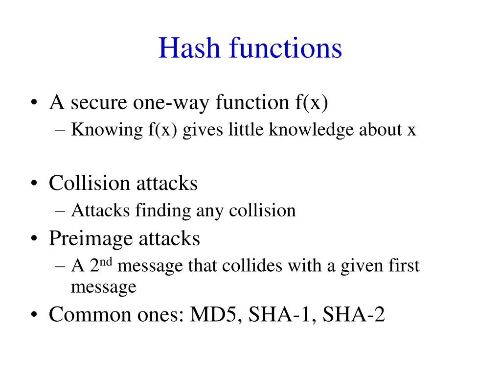 hash functions