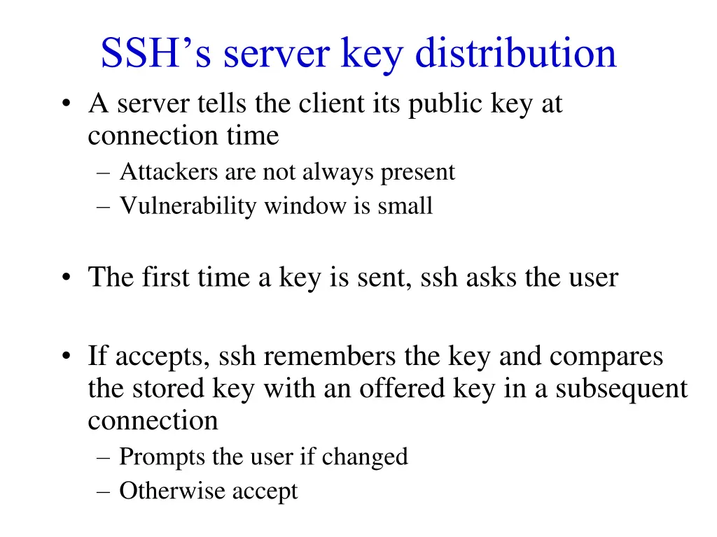 ssh s server key distribution a server tells