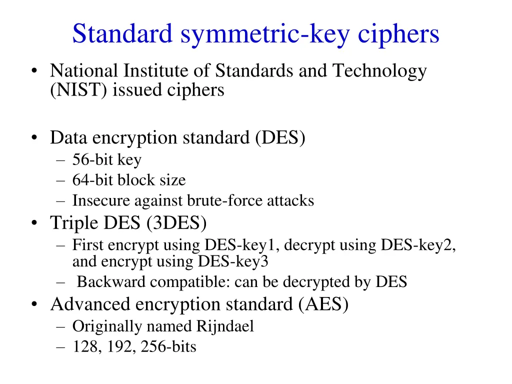 standard symmetric key ciphers national institute
