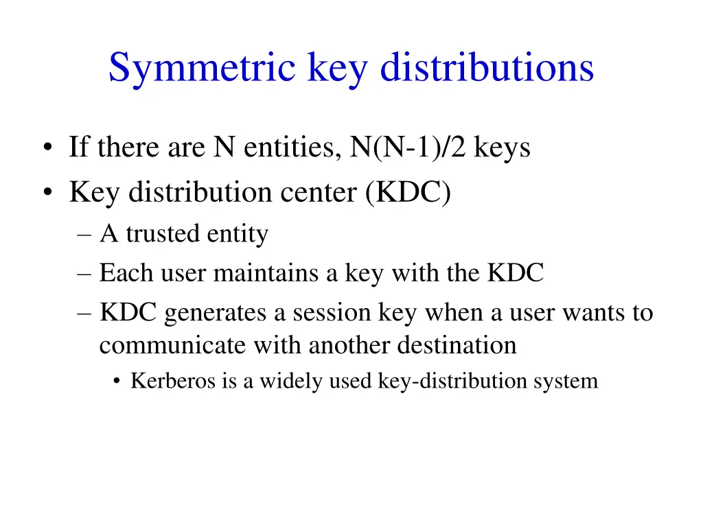 symmetric key distributions