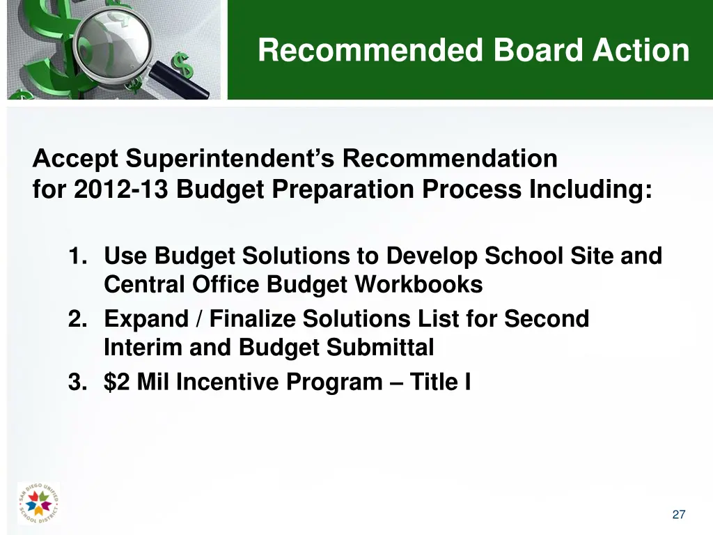 recommended board action