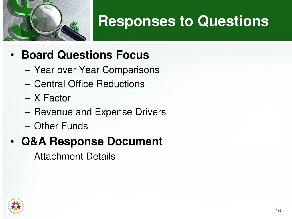 responses to questions