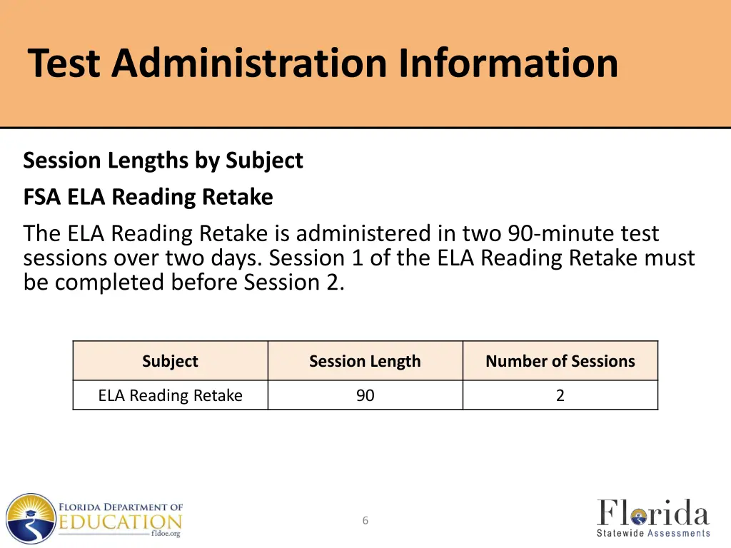 test administration information 1