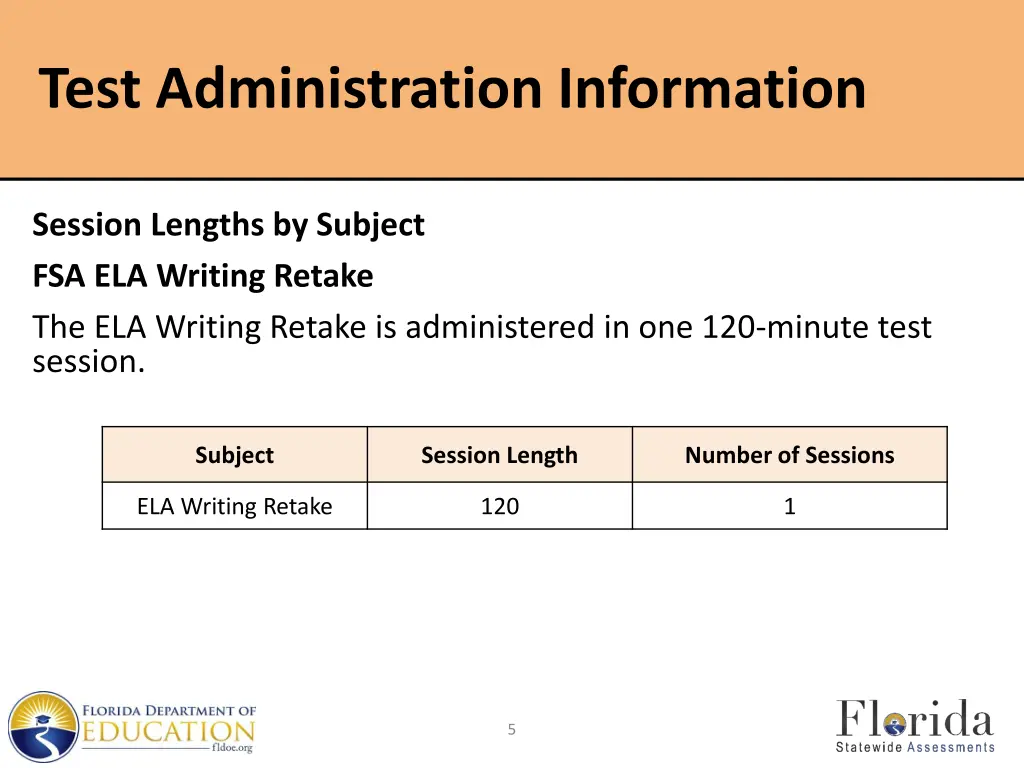 test administration information