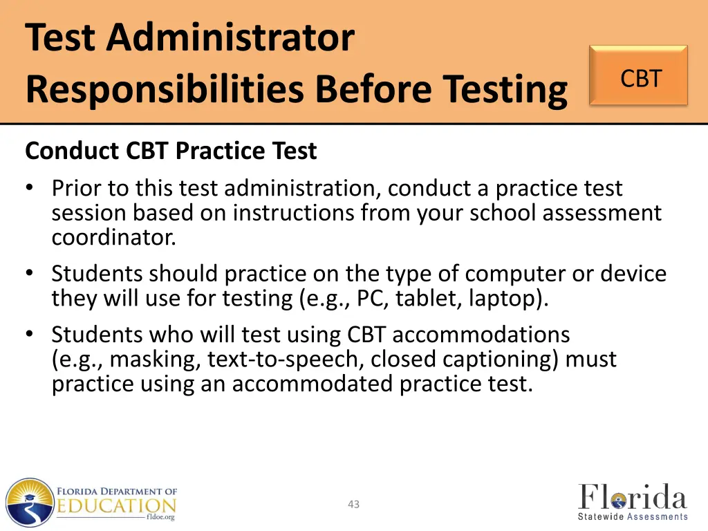 test administrator responsibilities before testing 1