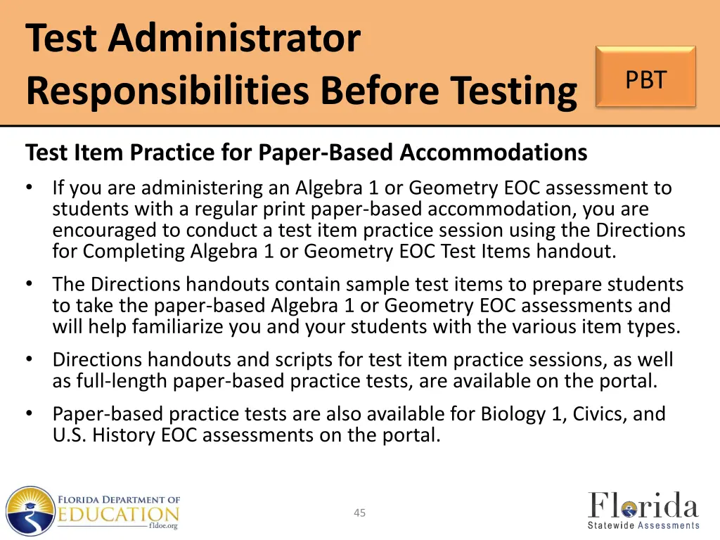 test administrator responsibilities before testing 3