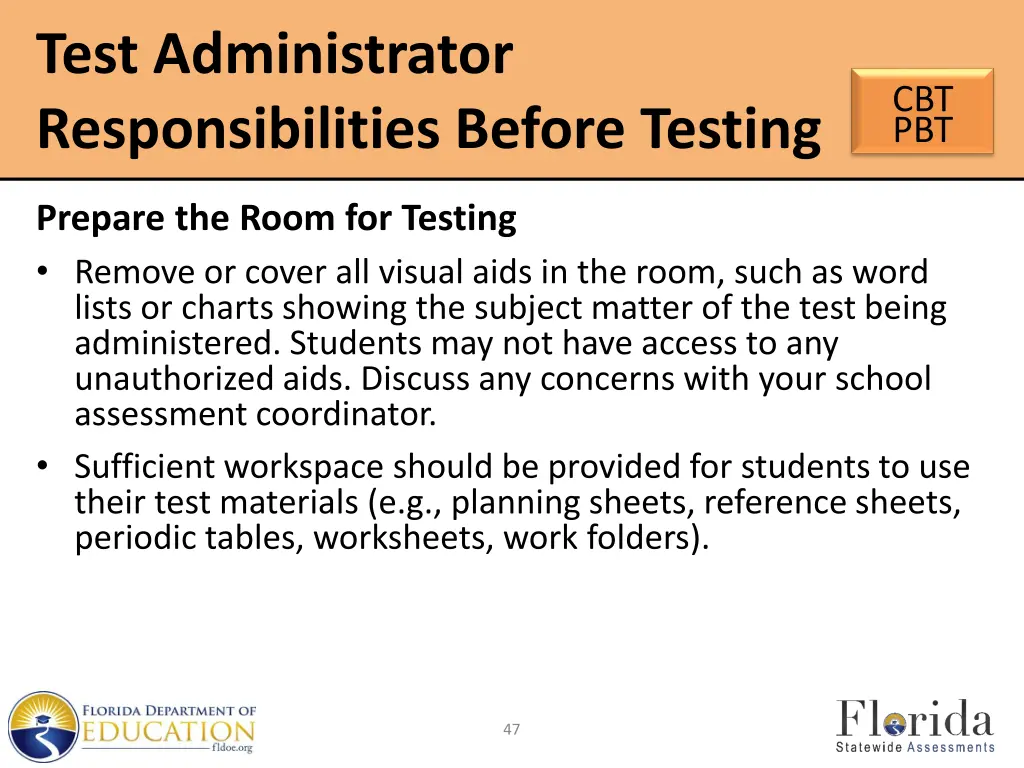 test administrator responsibilities before testing 5
