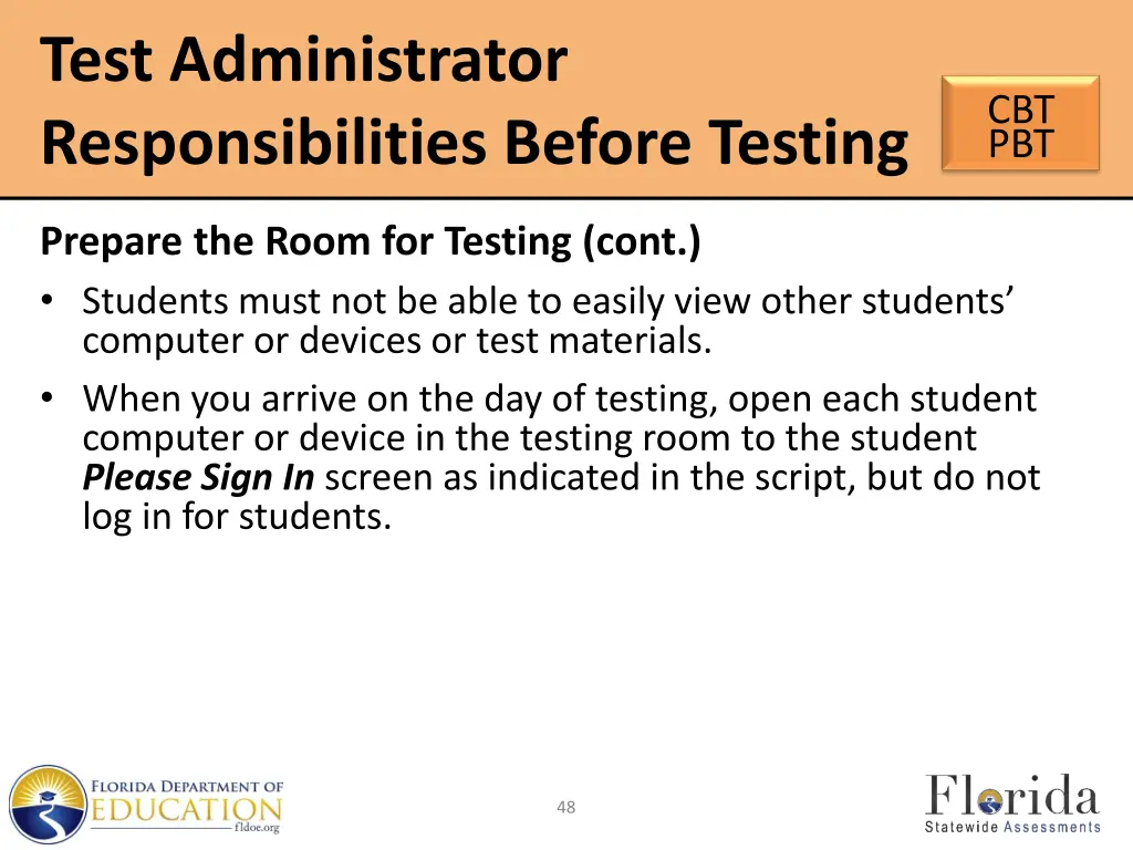 test administrator responsibilities before testing 6