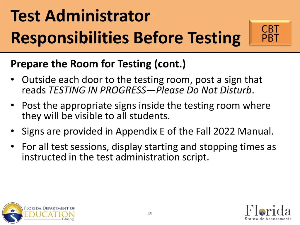 test administrator responsibilities before testing 7