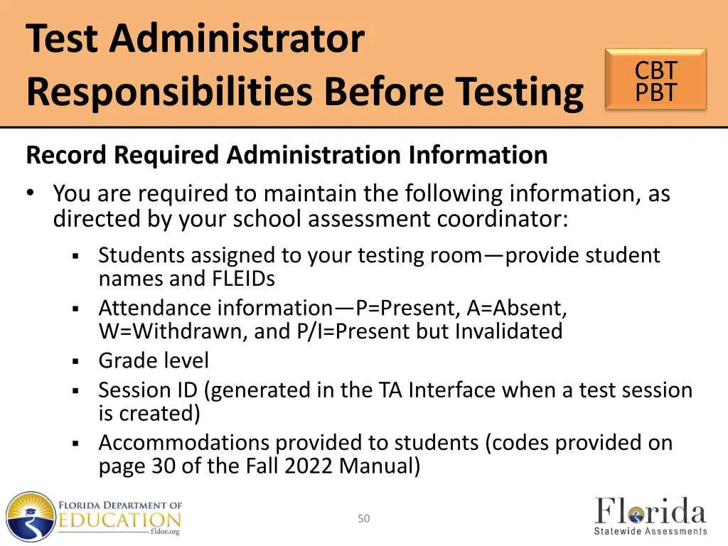 test administrator responsibilities before testing 8