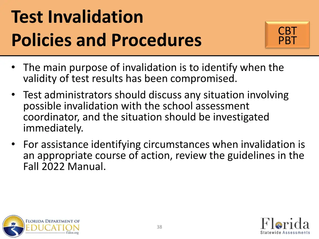 test invalidation policies and procedures