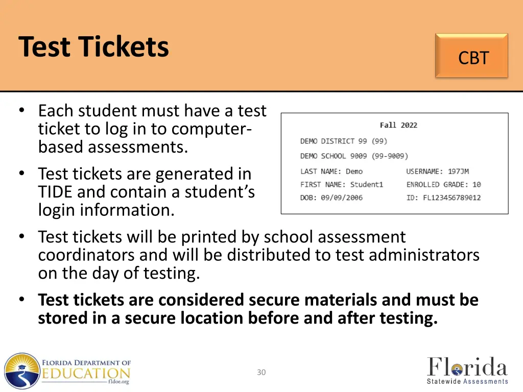 test tickets