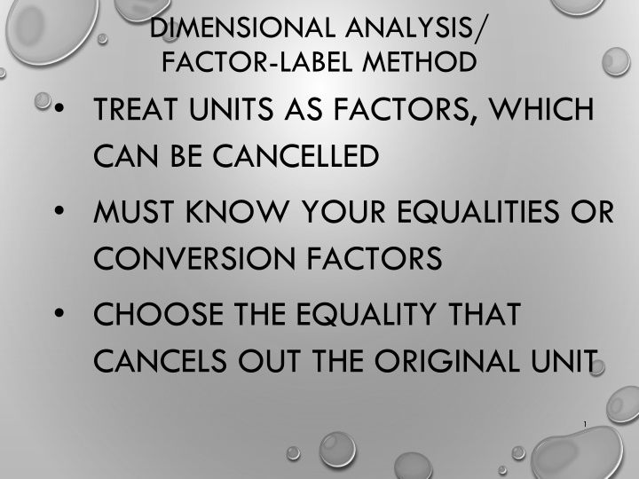 dimensional analysis factor label method treat