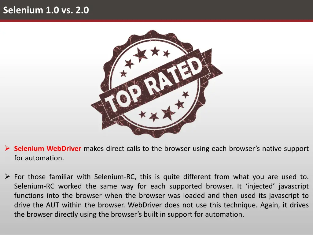 selenium 1 0 vs 2 0