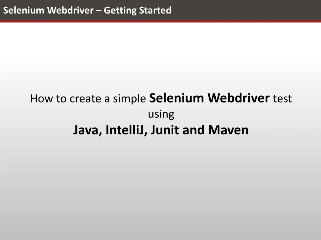 selenium webdriver getting started