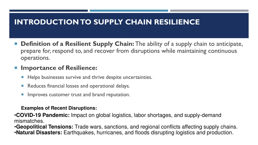 introduction to supply chain resilience