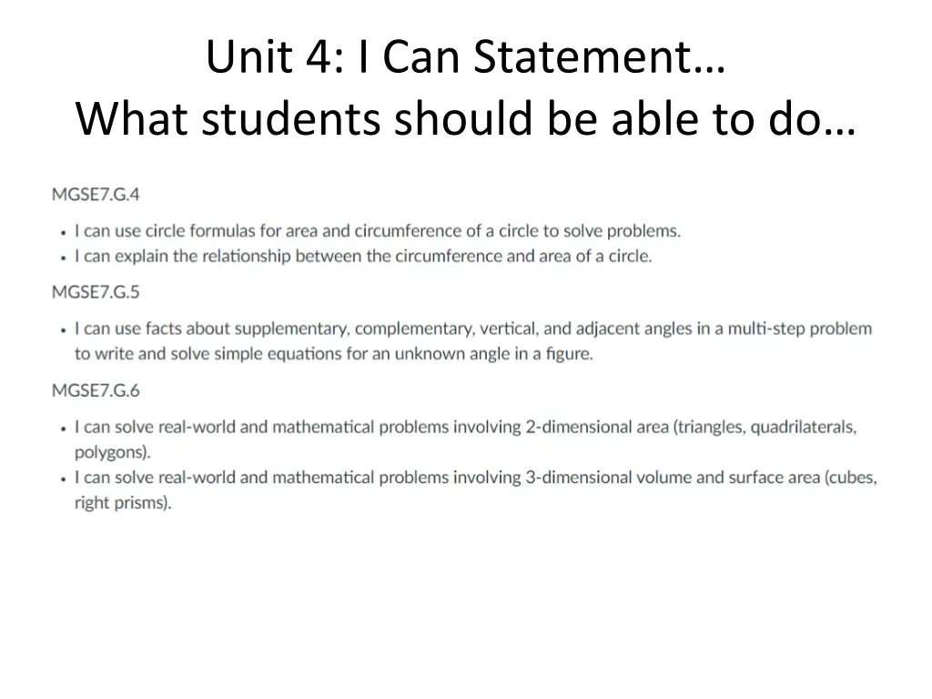 unit 4 i can statement what students should 1