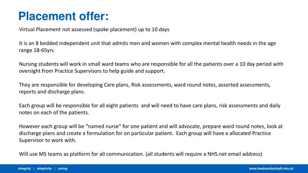 placement offer