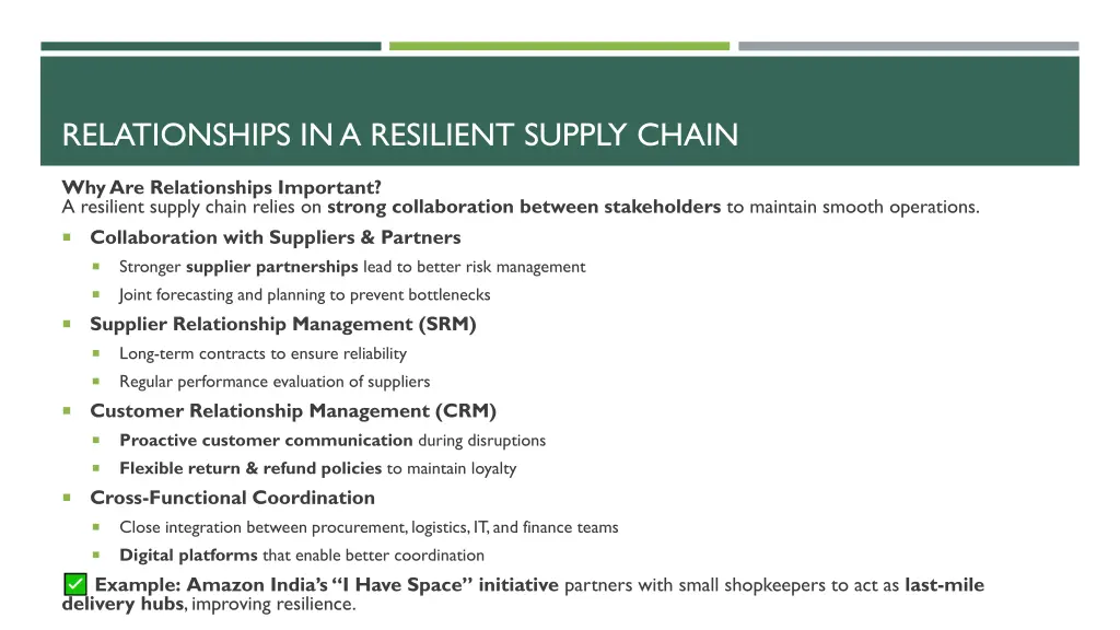 relationships in a resilient supply chain