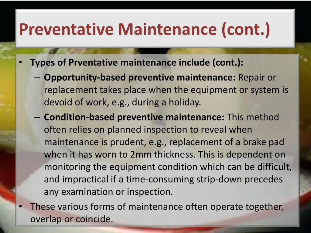 preventative maintenance cont 2
