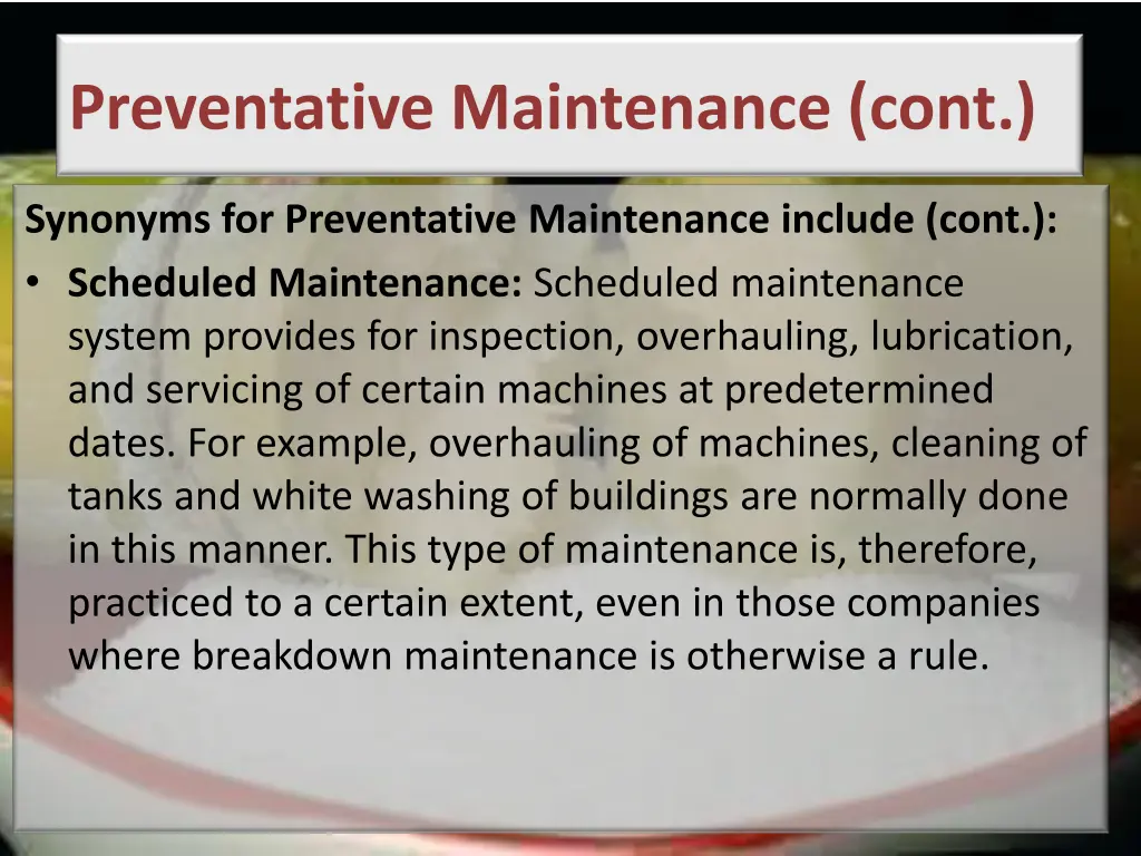 preventative maintenance cont 4