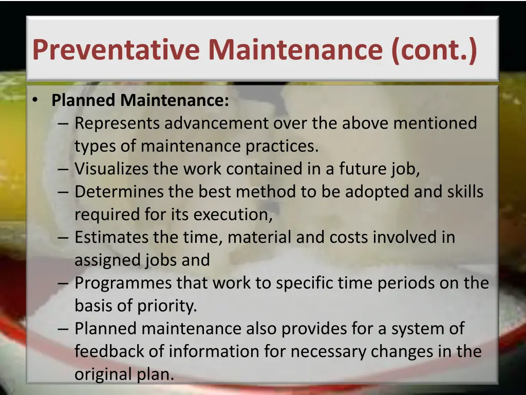preventative maintenance cont 5