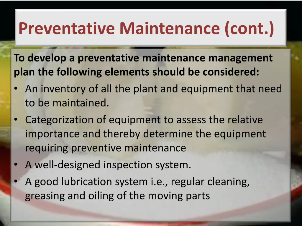 preventative maintenance cont 7
