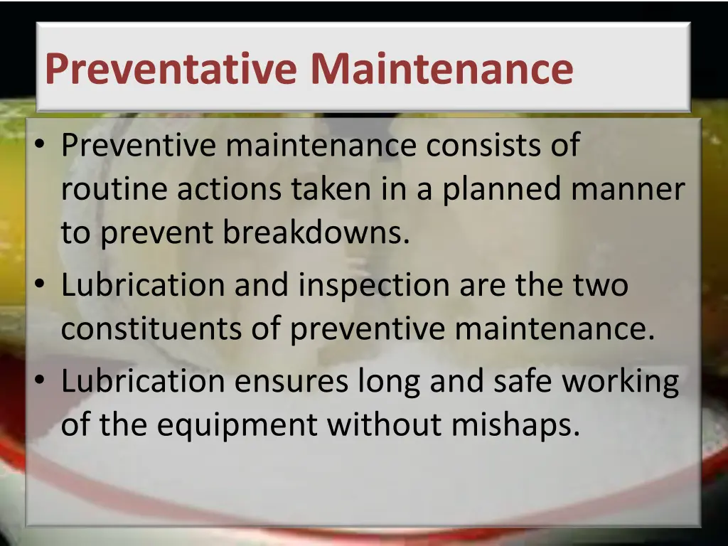 preventative maintenance