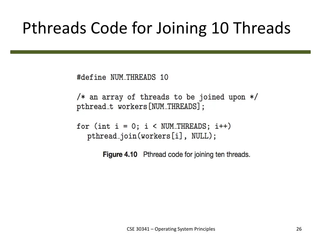 pthreads code for joining 10 threads