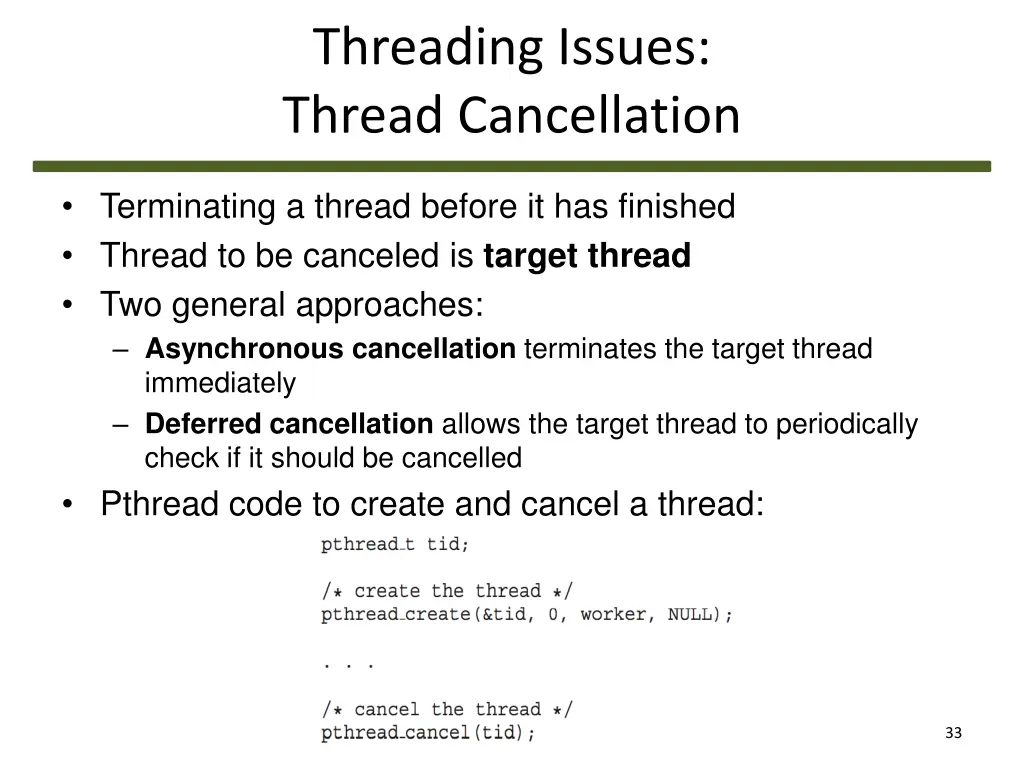 threading issues thread cancellation