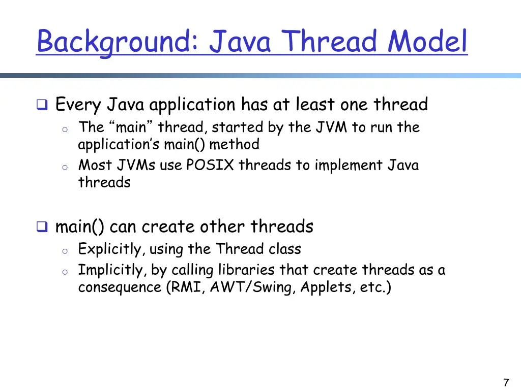 background java thread model