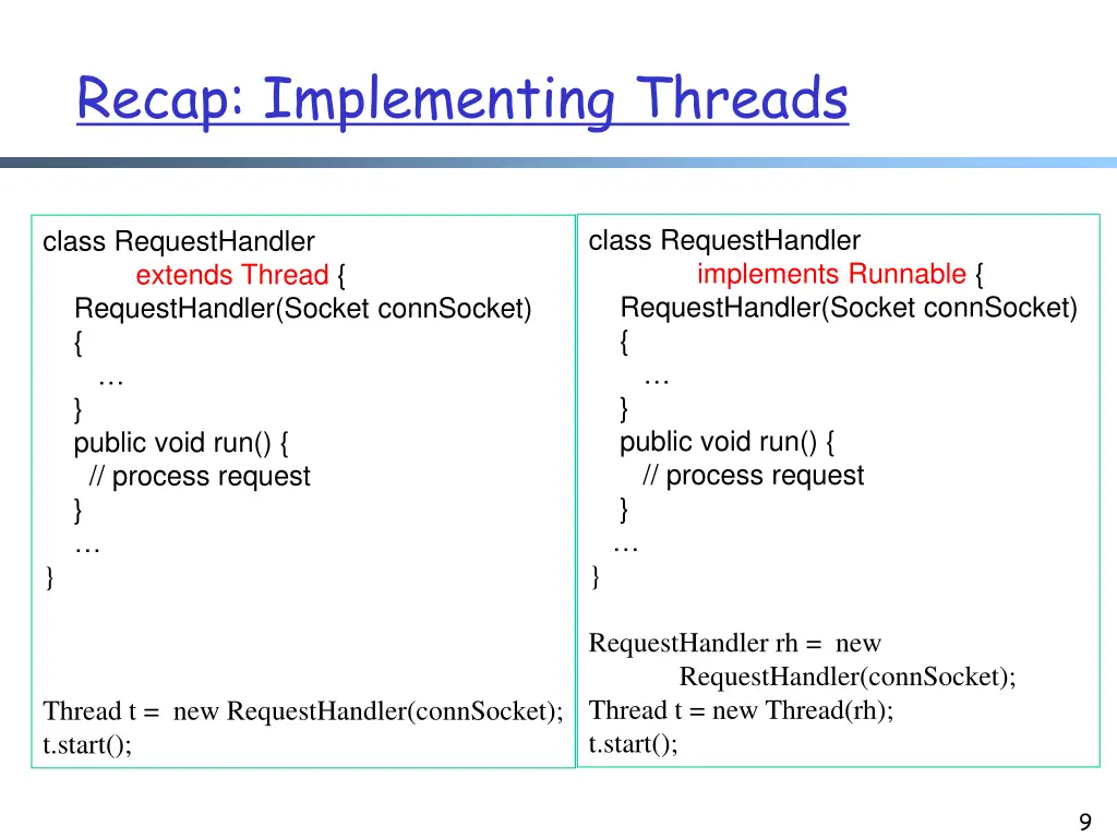 recap implementing threads
