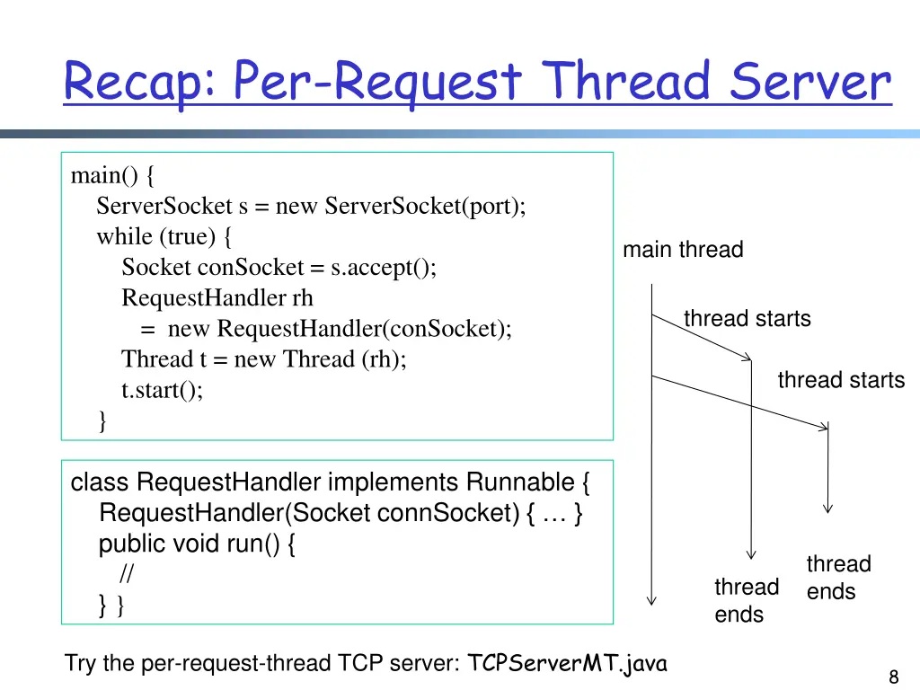 recap per request thread server