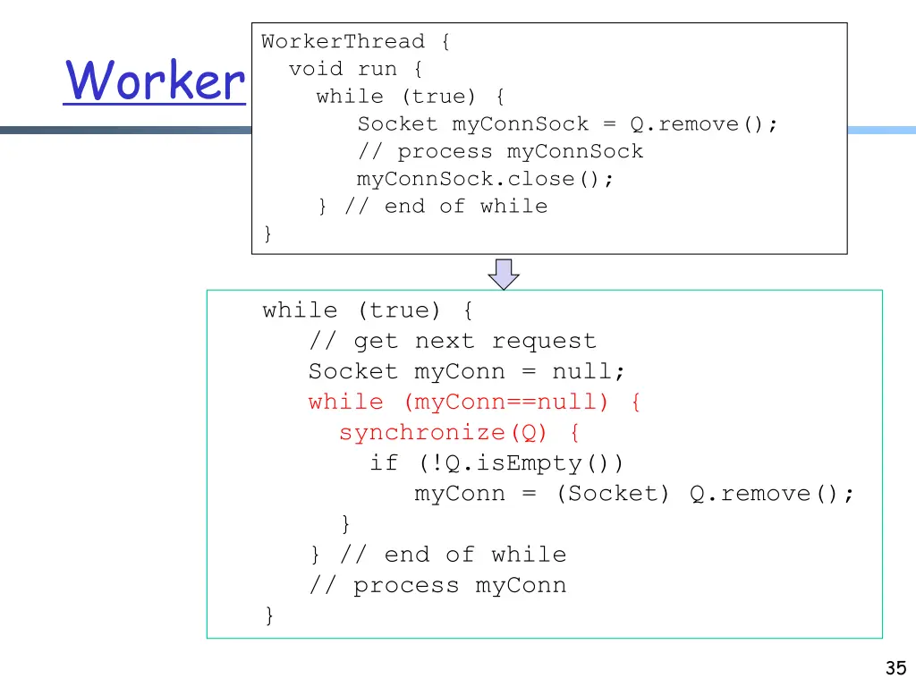 workerthread void run while true socket