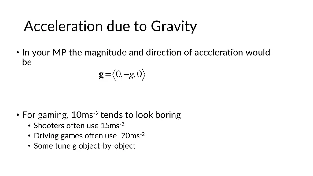 acceleration due to gravity 1