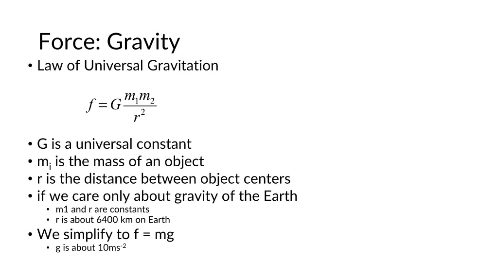 force gravity law of universal gravitation