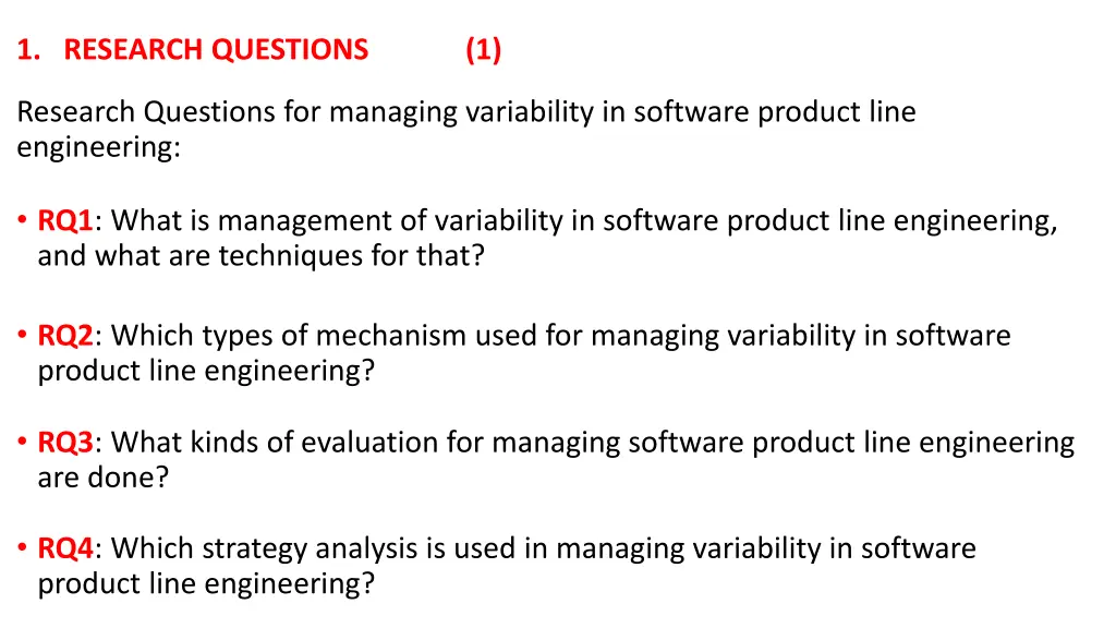 1 research questions
