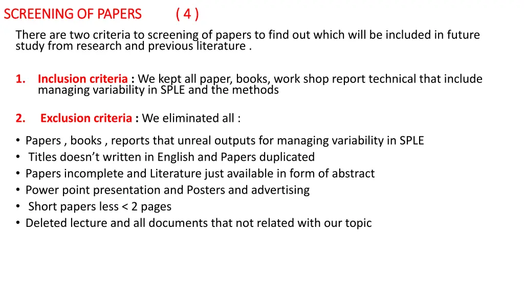 screening of screening of papers 4 papers 4