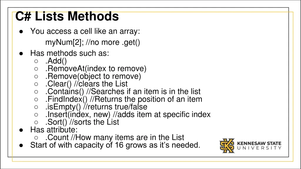 c lists methods you access a cell like an array