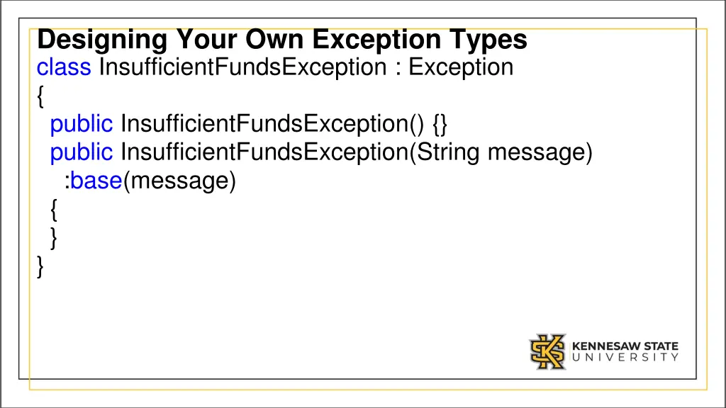 designing your own exception types class