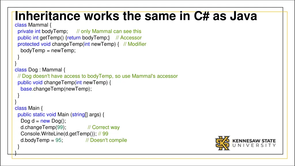 inheritance works the same in c as java class