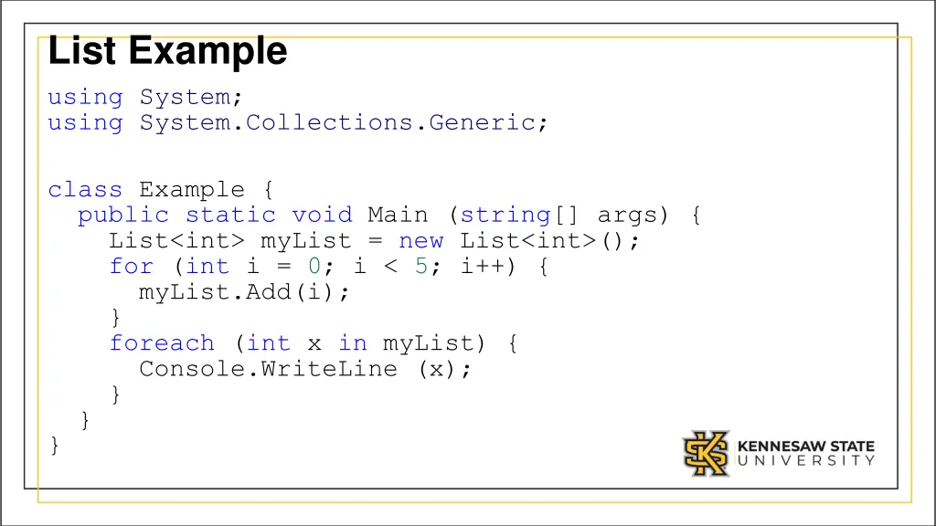 list example using system using system