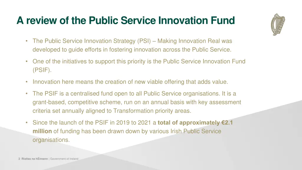 a review of the public service innovation fund