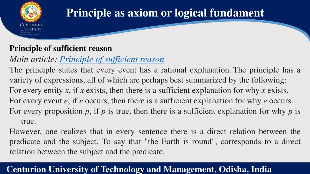 principle as axiom or logical fundament