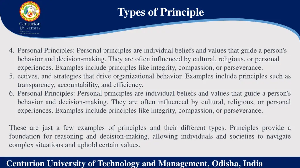types of principle
