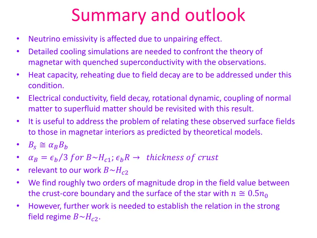 summary and outlook
