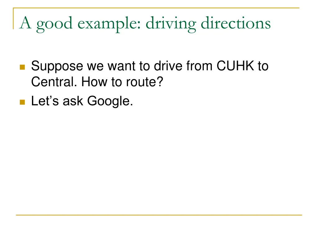 a good example driving directions