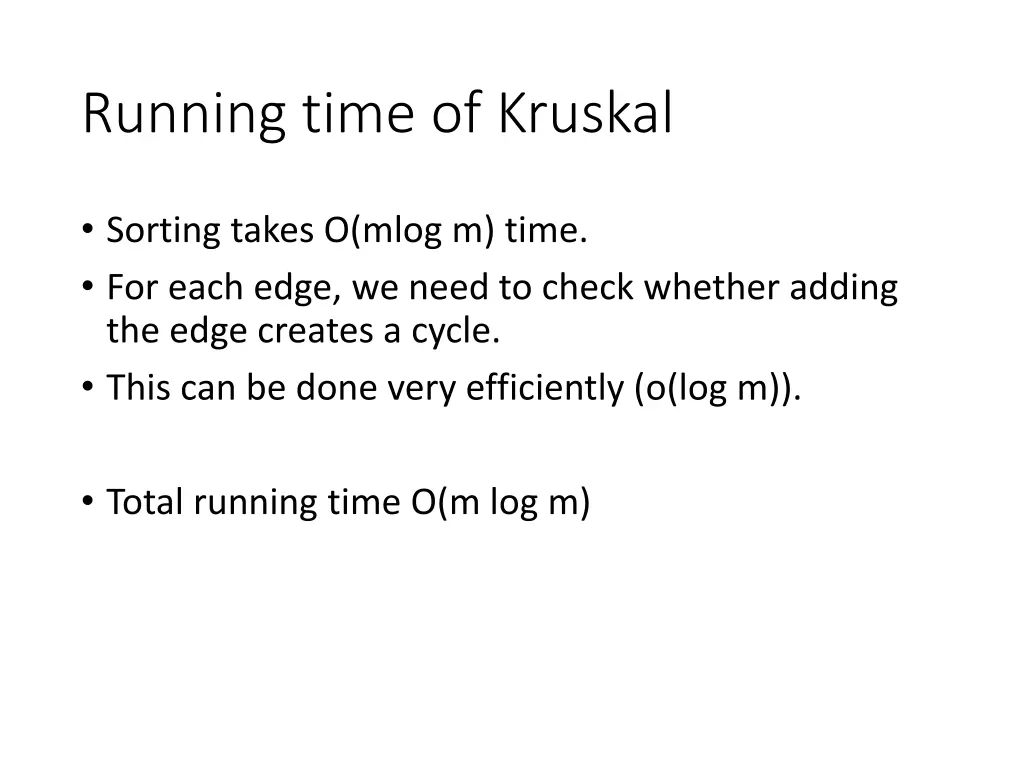 running time of kruskal