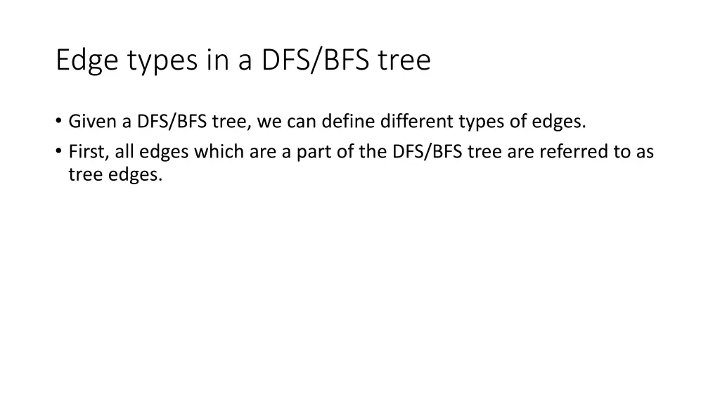 edge types in a dfs bfs tree