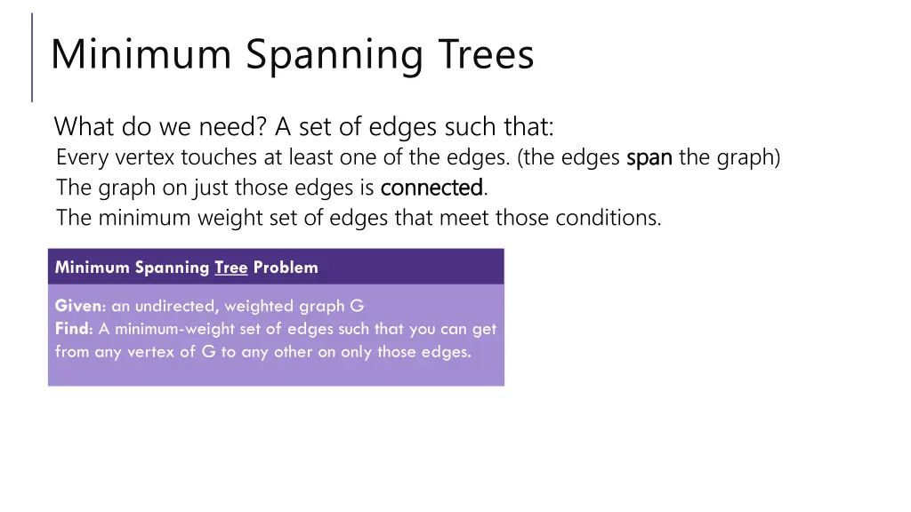 minimum spanning trees 1